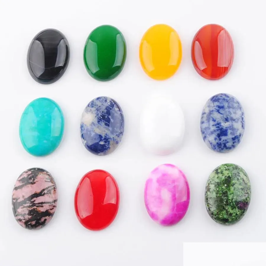 Natural Oval Cabochon Gemstones No Hole, 22x30mm Blue Stone For 