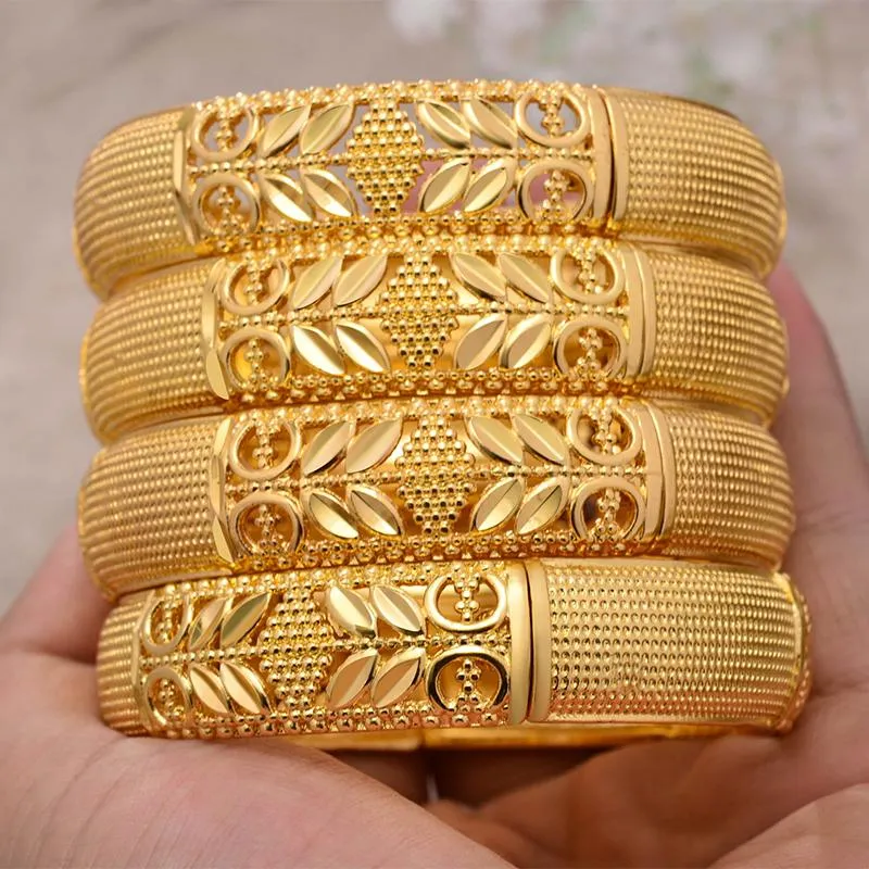 Bangle 4st/Lot Armband Etiopiska Afrika Guldfärg Bangles For Women Wheat Armband African Wedding Jewelry Mellanöstern föremål