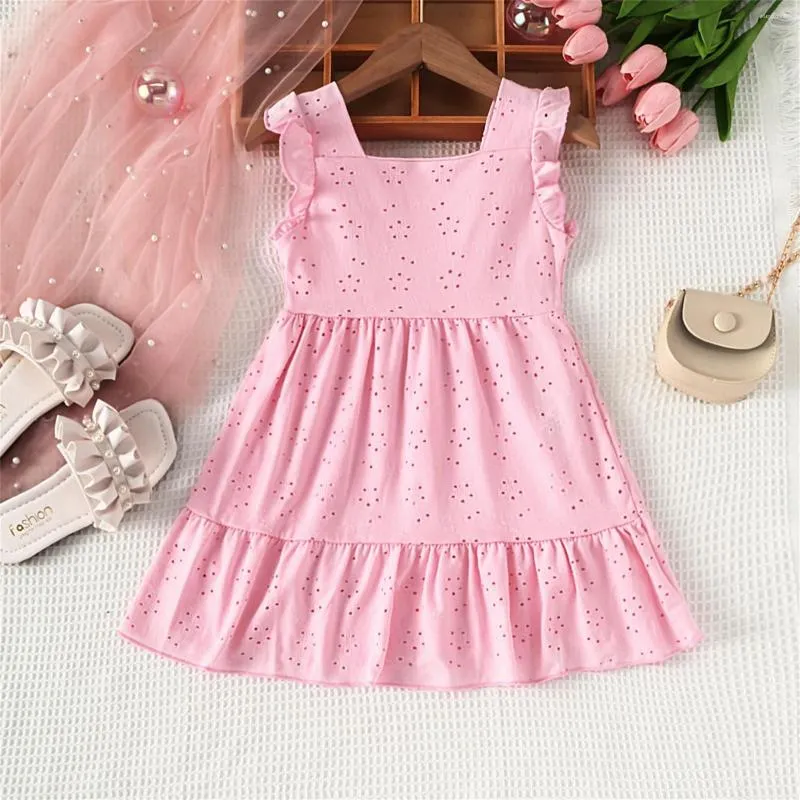 Girl Dresses 1st Birthday Dress Toddler BabyGirls Summer Pink Sleeveless Embroidered Sleeve Princess Little Girls Sweater