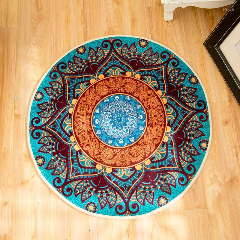 Tapis Boho tapis de sol tapis de vestiaire et Mandala Yoga Hippie tapis rond antidérapant pour salon