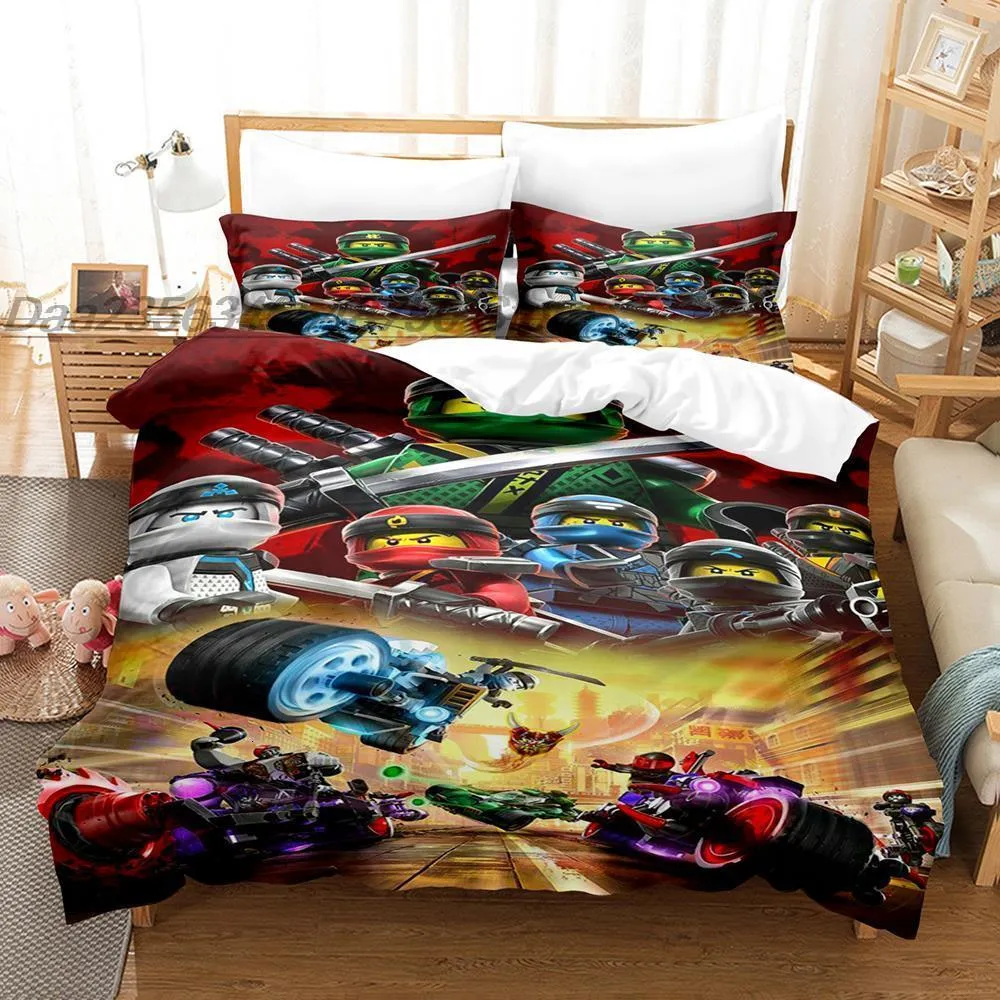 Bettwäsche-Sets Ninjagoes Bettwäsche Einzelbett Doppelbett Bettwäsche in voller Größe Aldalt Kinderbettwäsche 3D-Druck Anime-Bettwäsche 230524