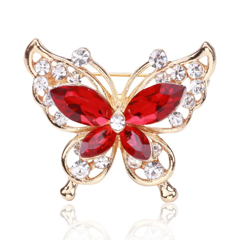 Brooch Fashion Beauty Women Gold Zinc Alloy Crystal Flower Butterfly Insect Pins