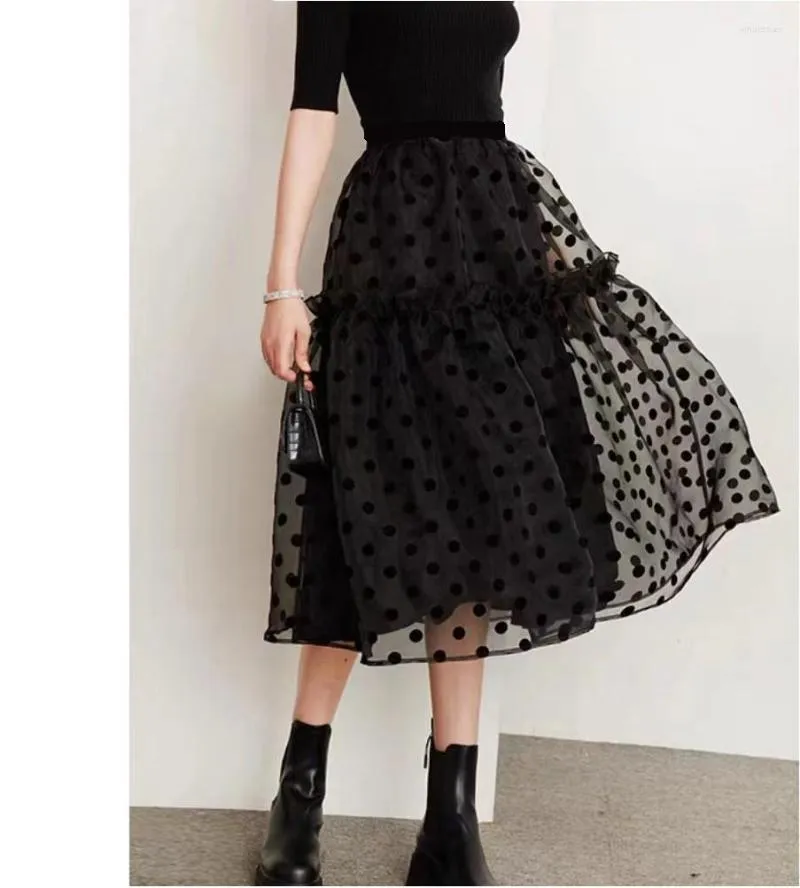 Dotted tulle midi skirt on sale