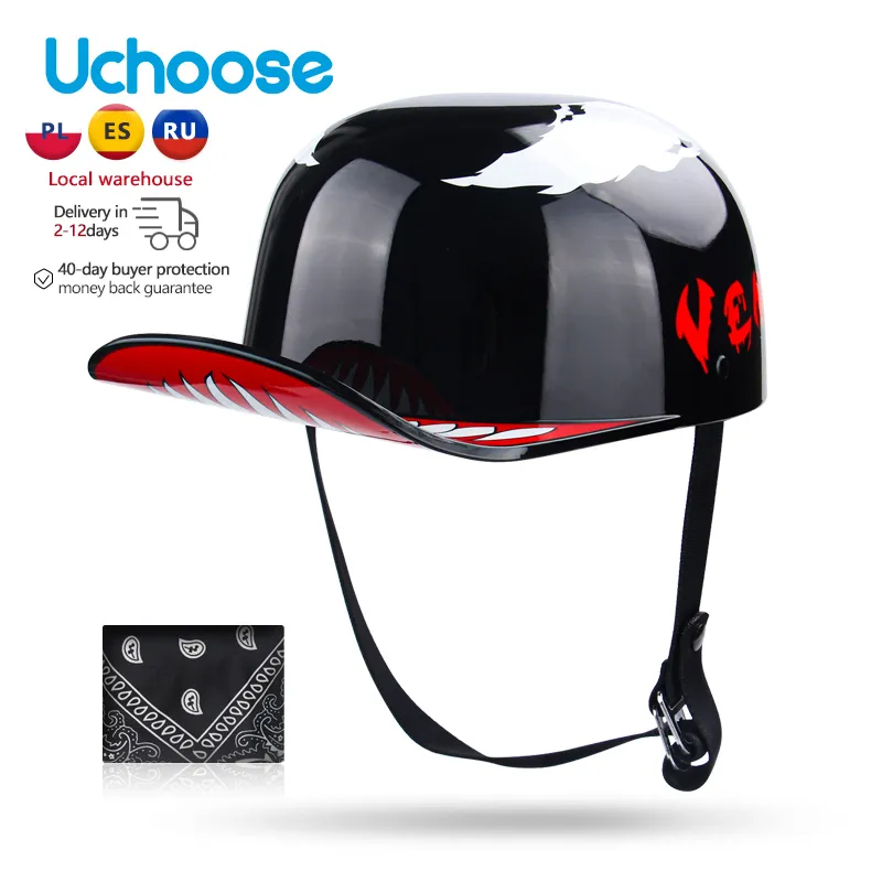 Casques de cyclisme Casquette de baseball Casque Moto Vintage Rétro Été Face Ouverte Scooter Cruiser Chopper Gangster DS Hommes Femmes Enfant 230524