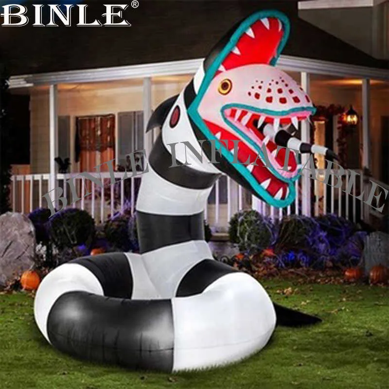 Décoration d'Halloween géant LED allumant le modèle gonflable de serpent avec le ballon animal sauvage de 2 têtes pour l'affichage de partie