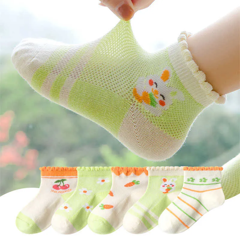 Meias 5 pares/lote 2023 Summer Cotton Girls meninos de meninos e adolescentes Site de moda de desenho animado Spring Spring New Children's Socks para 1-12 G220524