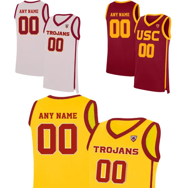 Custom USC Trojans Jerseys Men College White Vermelho Amarelo dos EUA Fashion Fashion Customize Basketball University Use Jersey de tamanho adulto de tamanho adulto