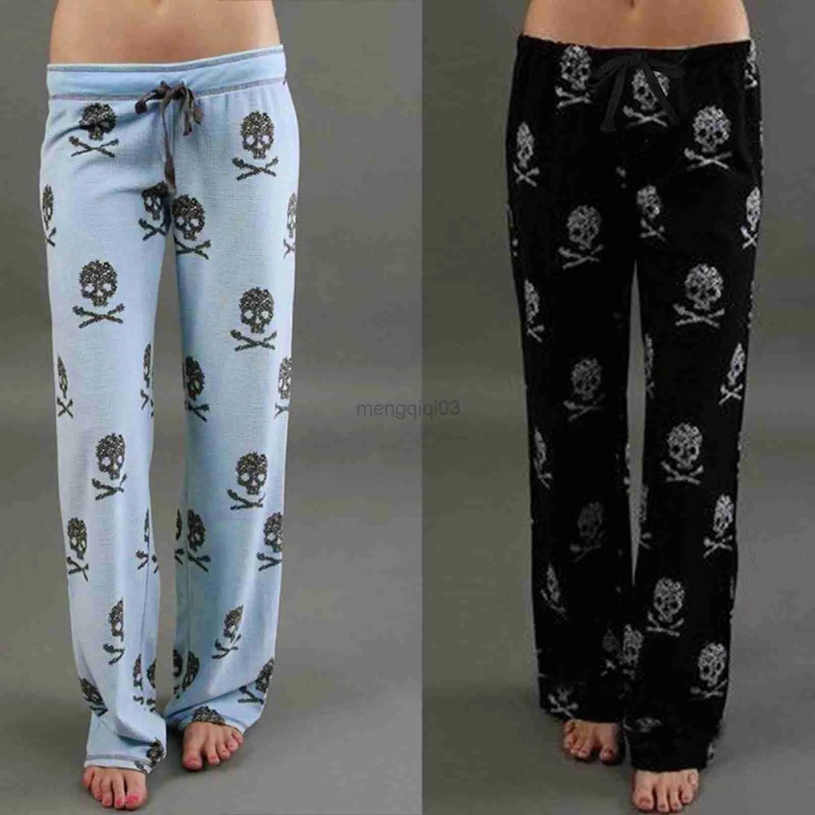 Women's Pants Capris Women Pants Daily Casual Trouser Fashion Harajuku Skull Printed Wide Leg Long Pants Lady Pajama Trousers Pantalones De Mujer Y23