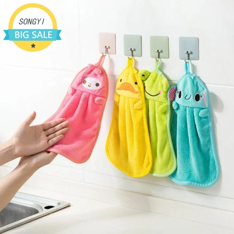 Cartoon Baby Towel Soft Coral Velvet Bath Towel Nursery Hand Towel Animal Wipe Hanging Bathing Towel For Children Kids Bathroom