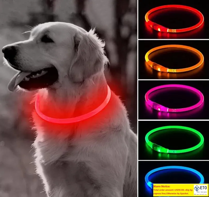 Hundehalsbänder mit LED-Blitz, leuchtende Halskette für Welpen, leuchtende Halskette für kleine, mittelgroße und große Haustiere, wiederaufladbar über USB, schneidbar