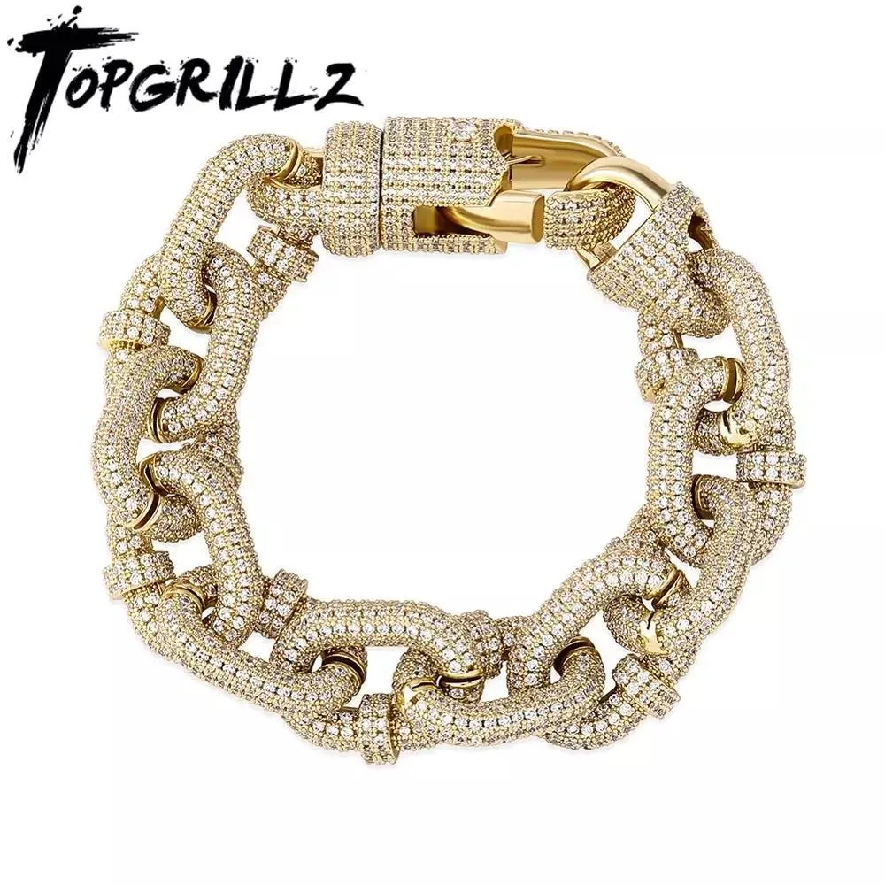 Armbanden TOPGRILLZ 17mm Miami Cubaanse kettingarmband Hoge kwaliteit Micro Pave Iced Out Zirkonia Heren Hip Hop Mode-sieraden Voor Geschenk