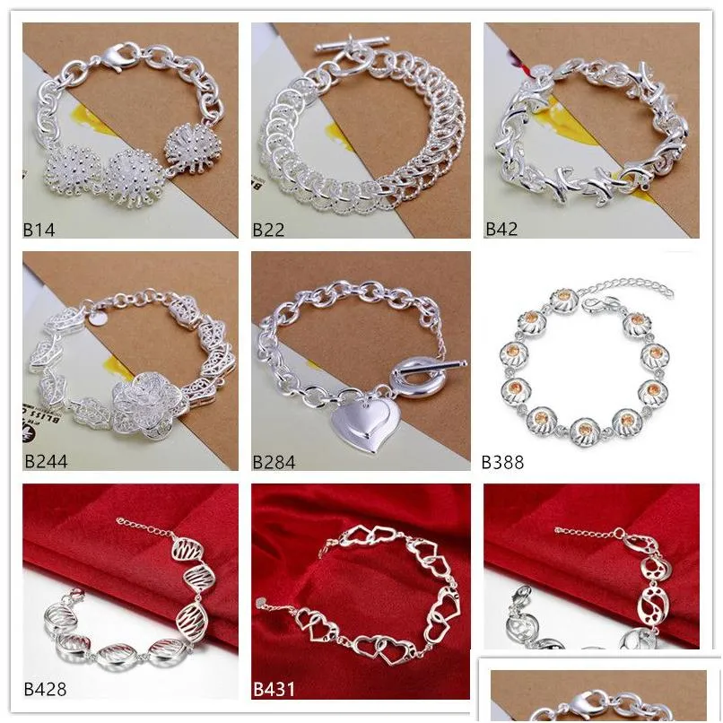 Chain Fireworks Heart Hollow Sterling Sier Plated Link Bracelets 8 Pieces Mixed Style Gtb17 Online For Sale Fashion Womens 925 Drop Dhiji