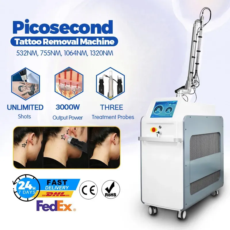 Pico Laser Q Switch Tatuaje Eliminar manchas Melasma Picolaser Eliminación de pecas Láseres de panal 755 nm Máquinas de tratamiento de hiperpigmento moteado