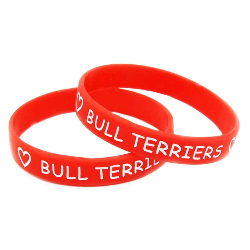 Armbanden OBH 50PCS Love Bull Terriers siliconen polsbandje rubberen armband cadeau