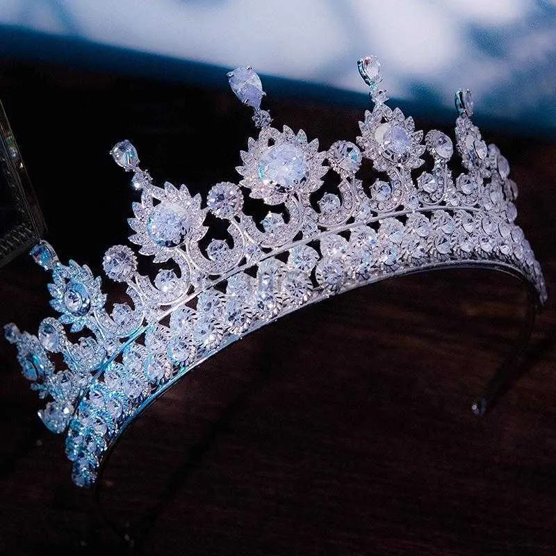 Other Fashion Accessories Luxury Zircon Zirconia Crystal Tiaras and Crowns Evening Dress Diadem Brides Headband Wedding Hair Accessories Bridal Jewel J230525