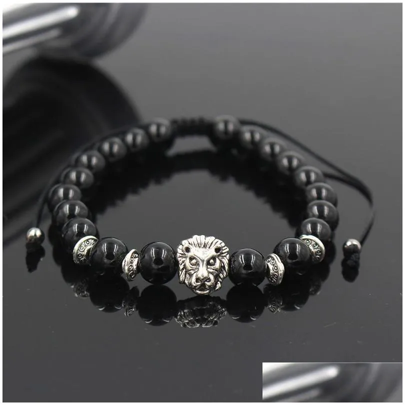 Kralen vlechten leeuwensteen kralen armbanden voor vrouwen pseira mascina mannen sieraden feminina bileklik elastische braclet Bijoux heren druppel de dhimg