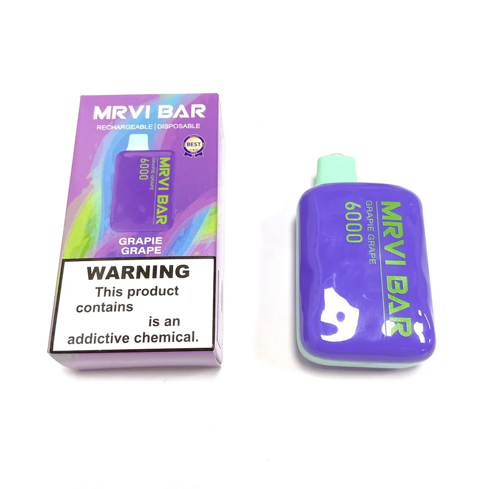 Original Mrvi Bar 6000 Puffs Rechargeable Disposable Vape E Cigarette With 650mAh Battery Prefilled 13ml Pod Suitcase Elf Box VS Lost Mary Elfworld Caky