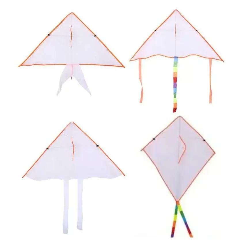 Mix 4 Style Shape DIY Painting Colorful Flying Foldable Outdoor Beach Kite Children Kids Sport Funny Toy