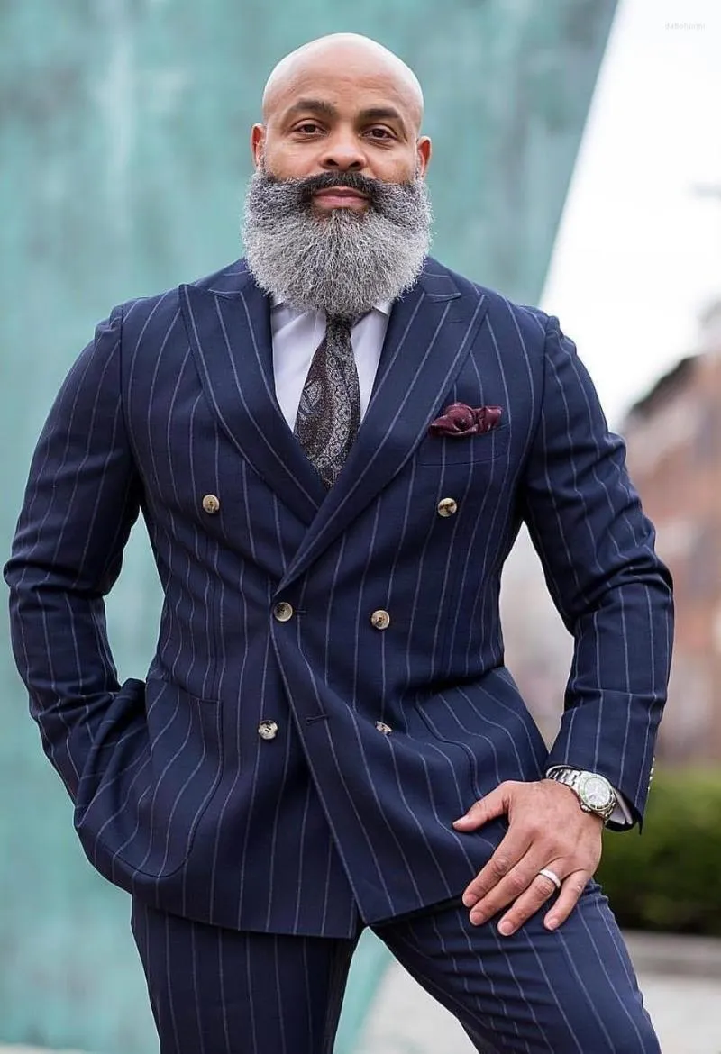 Mens navy blue double breasted suit discount