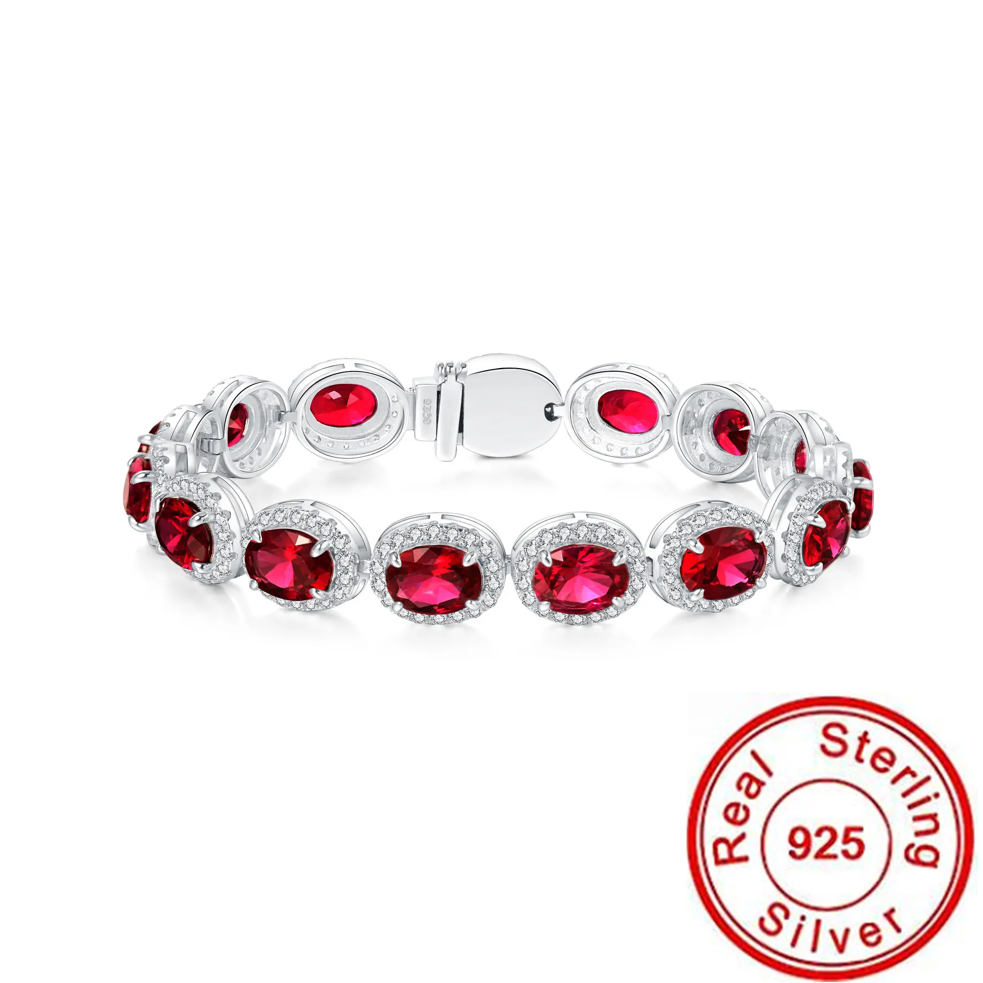 Bracciale con diamanti rubino antico 100% 925 bracciali da sposa in argento sterling Bracciale per donna Fascino da sposa Fine Jewerly