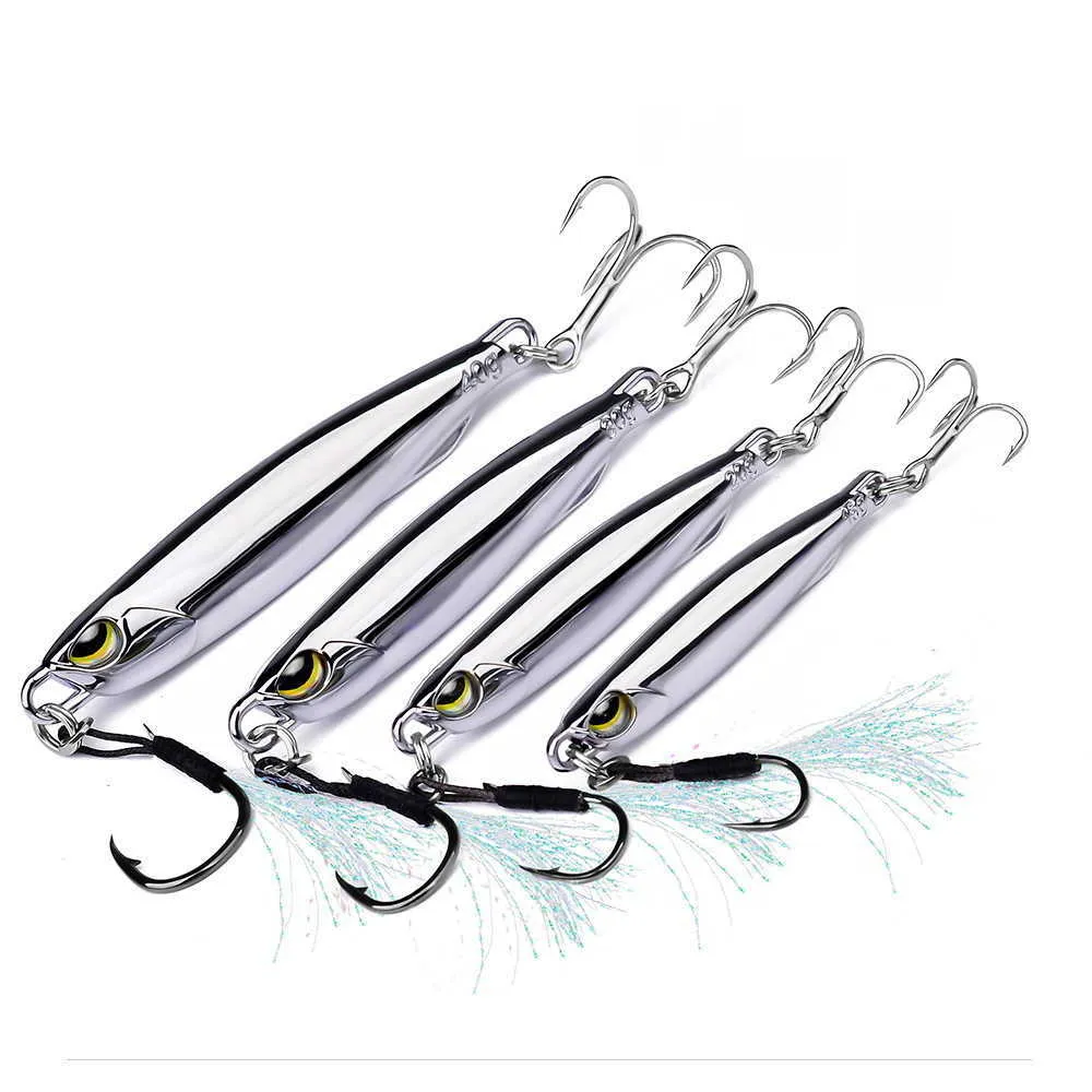 Iscas de iscas de metal 15g 20g 30g 40g Mackerel Artificial Fish Hard Sinking Far Casting Jig Spoon para pescar isca de rotação P230525