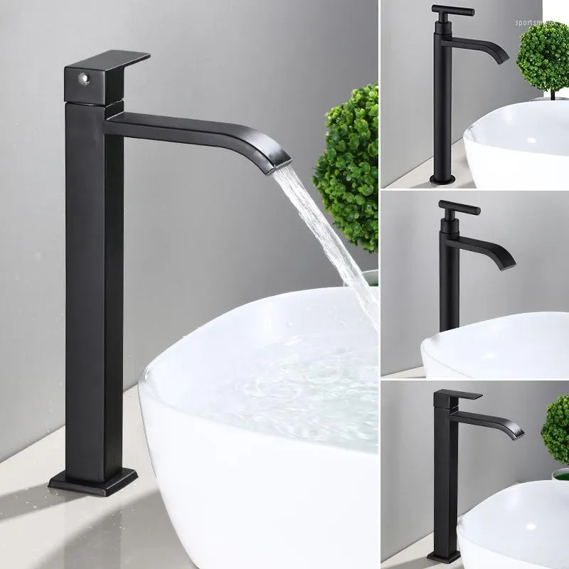 Bathroom Sink Faucets Stainless Steel Basin Faucet Cold Mixer Tap Deck Mount Single Handle Waterfall Chrome Polished Wash