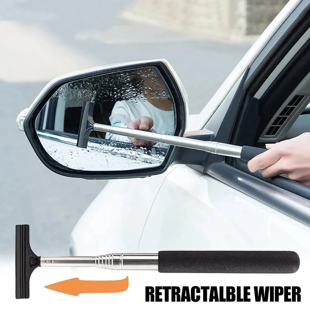 8sanlone Car Rearvew Mrror Wper, Retractable Auto Glass Squeegee