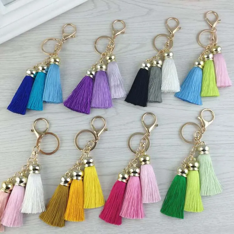 Nieuwe mode kwast Key Chain Women Cute Tassel Keychain Bag Accessoire Silk Tassel Car Key Ring Sieraden