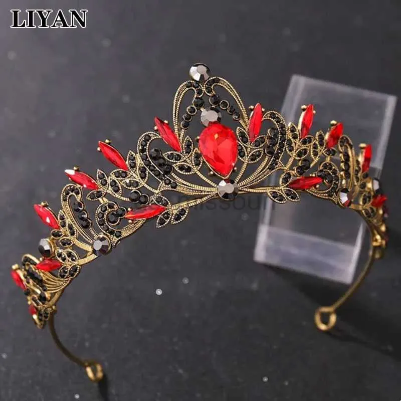 Andra modetillbehör Liyan Luxury Vintage Rhinestone Women Fashion Crowns Brud Tiaras Diadems Pannband Lady Wedding Hair Accessories Jewelry J230525