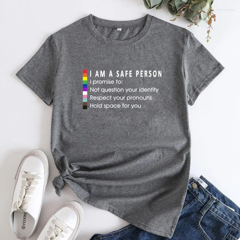 女性用Tシャツ私は安全な人TシャツユニセックスヒップスターLGBTプライドTシャツFunny Equality Human Rights Youth Shird Tops 5xl