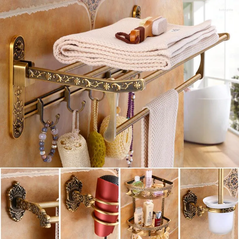 Bath Accessory Set Bathroom Accessories Toilet Brush Towel Holder Paper Shelf European Retro Aluminum Hardware