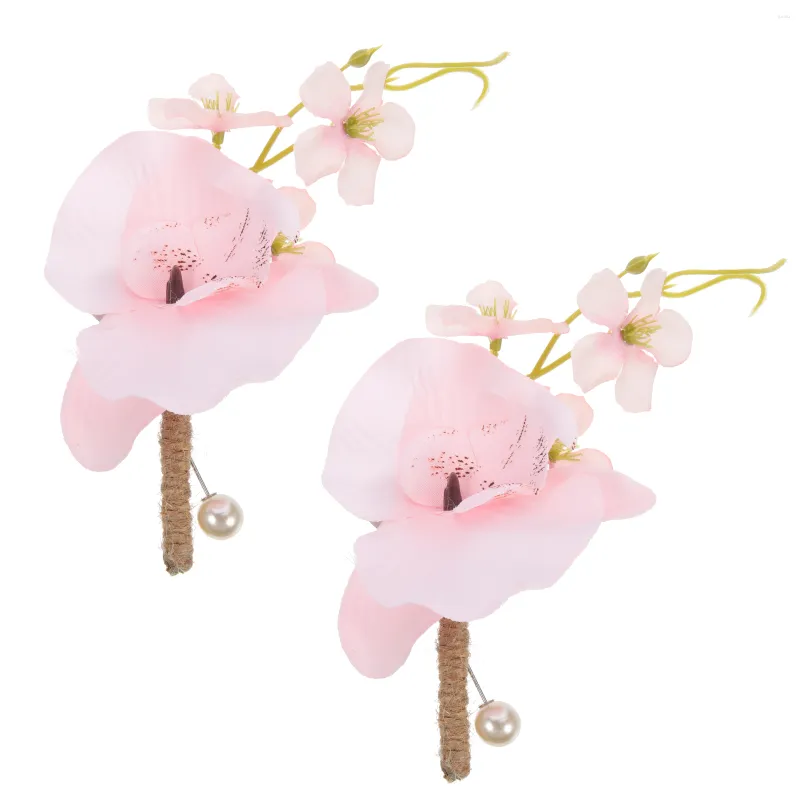 Flores decorativas 2 PCs Dama de honra Boutonniere Mens Acessórios Casal Corsages Decoração de casal