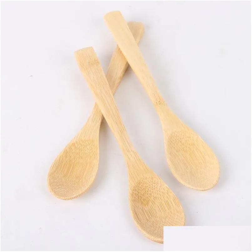 Cuillères 13Cm Cuillère En Bois De Bambou Ronde Soupe Thé Café Miel Agitateur Mélanger Outils De Cuisine Restauration Ustensile De Cuisine Drop Delivery Home Dhsrm