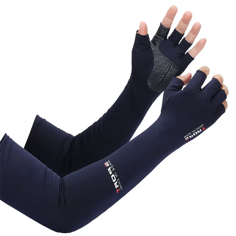 ذراع الساق تدفئة Dropship 2pcs Sport Sleeves ركوب الدراجات الجري الصيد تغطية الشمس الشمس UV حماية الجليد مع 5Finger 230524