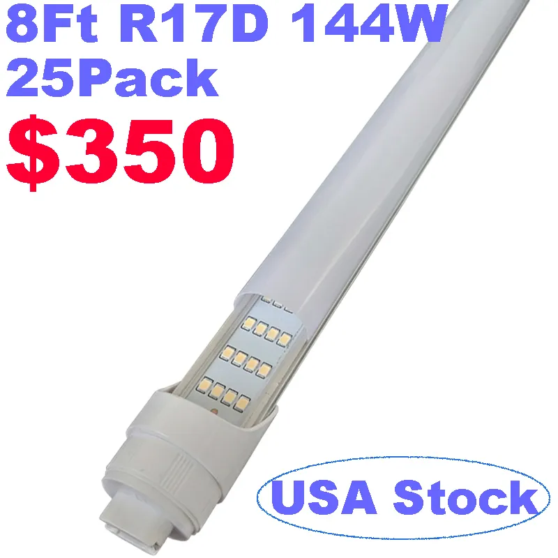 Tube LED, 8 pieds 144 W rotatif R17D/HO 8 pieds, ampoule LED blanc froid 6500 K, 18 000 lm givré laiteux, (remplacement pour F96T12/CW/HO 300 W), dérivation de ballast, usastar à double extrémité