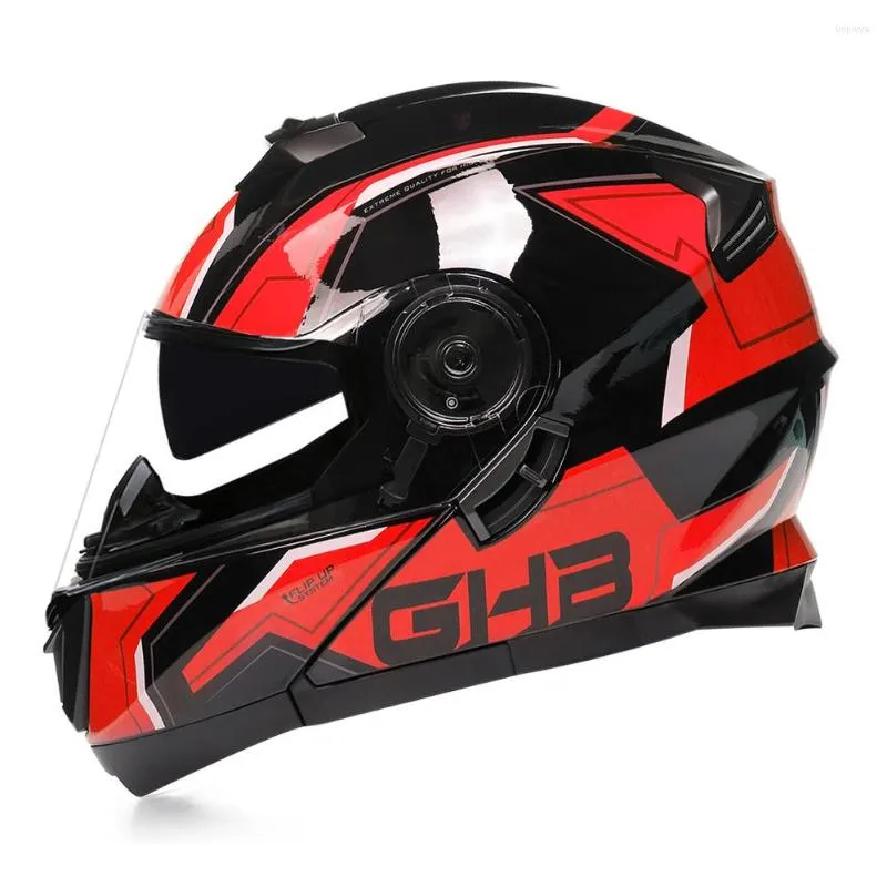 Motorhelmen ABS ABS Materiaal Dot ece flip omhoog helm Volledig gezicht dubbele lens rijden motorcross vier seizoenen