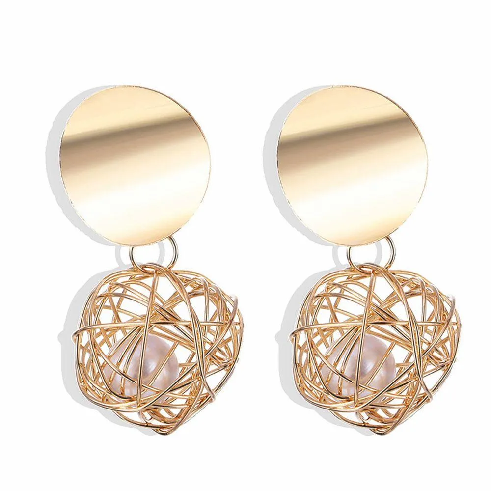 Dangle Chandelier Fashion Statement Simple Woven Ball Geometric Earrings For Women Pearl Modern Jewelry Drop Delivery Dhmds