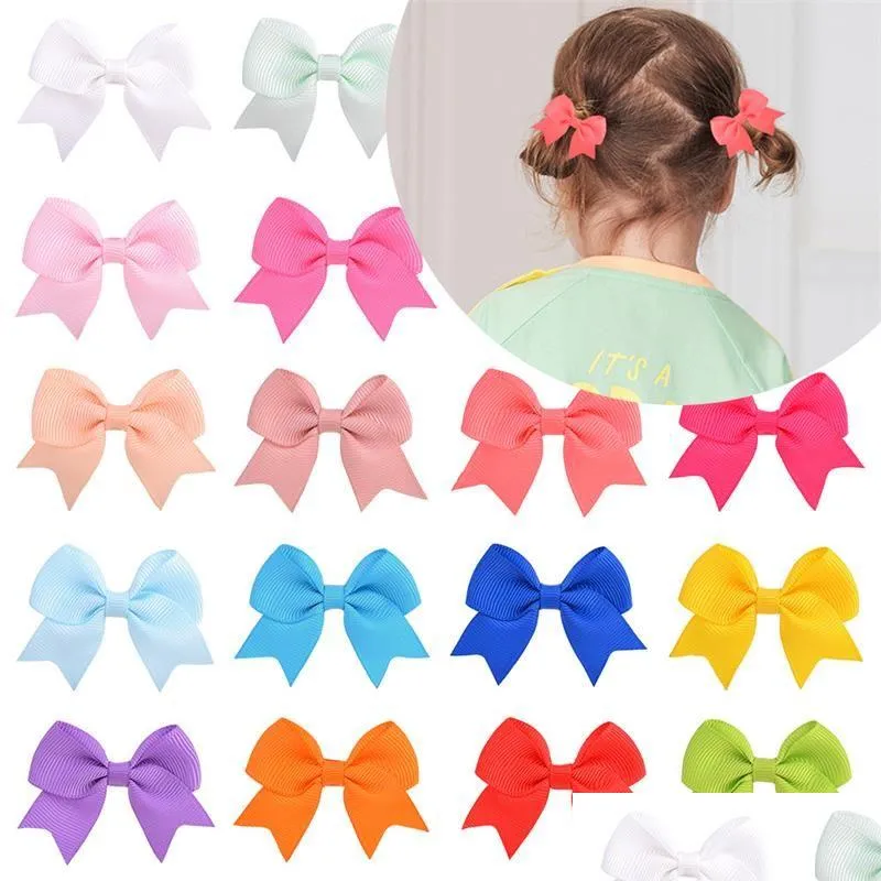 Hair Accessories Solid Grosgrain Ribbon Bows With Clips Girl Boutique Handmade Bowknot Baby Kids Drop Delivery Maternity Dhll0