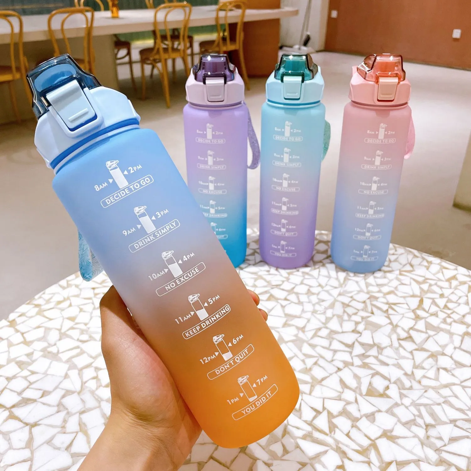 Botella De Agua De 2 Litros, Botella De Agua Grande Con Pajita, Botellas De Agua Deportivas A Prueba De Fugas | En Línea