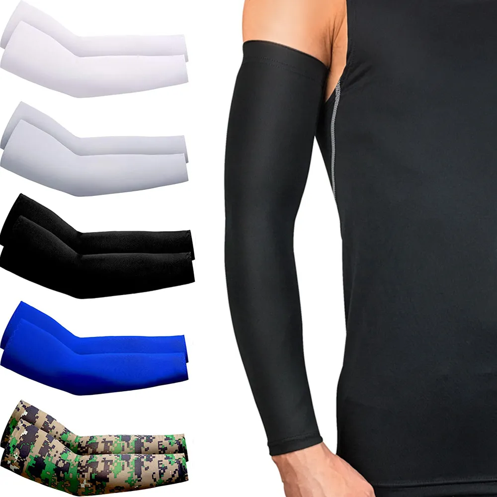 Ogrzewacze nóg ramion 2PCS Unisex Cooling Rleeves Cover Women Men Sports Uv UV Sun Ochrona na świeżym powietrzu Cyllowanie wędkowania na zewnątrz do ukrywania tatuaż 230524