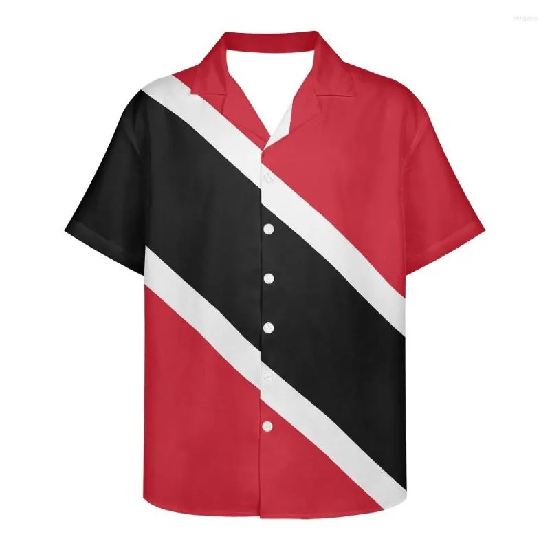 Chemises décontractées pour hommes motif de conception de drapeau de Trinité-et-Tobago été Vintage mode à manches courtes Hawaii pour hommes Camisa Masculina