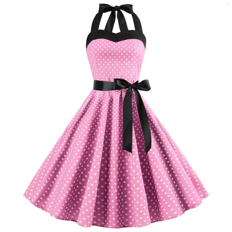 Robe Annee 50 Women Summer Vintage Dress Polka Dot Print Short