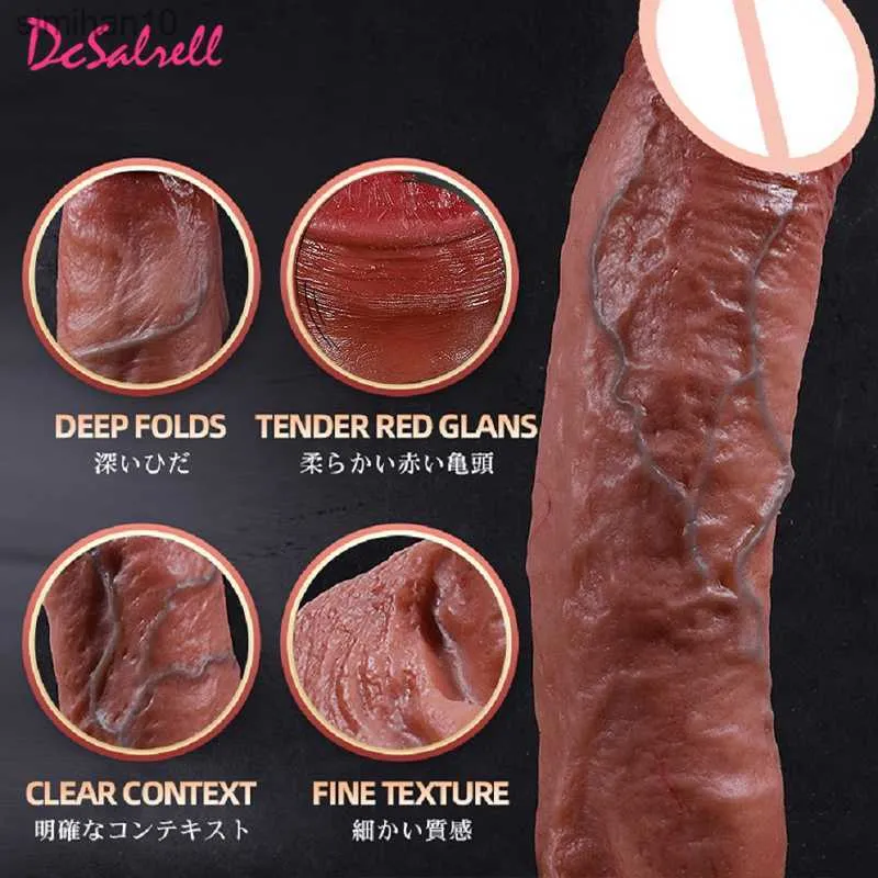 DildoS/Dongs Skin Feelt Realistische Penis vrouwelijke masturbator sexy enorme dildo dubbele laag zachte siliconen zuignap dildo's voor vrouwen grote lul l230518