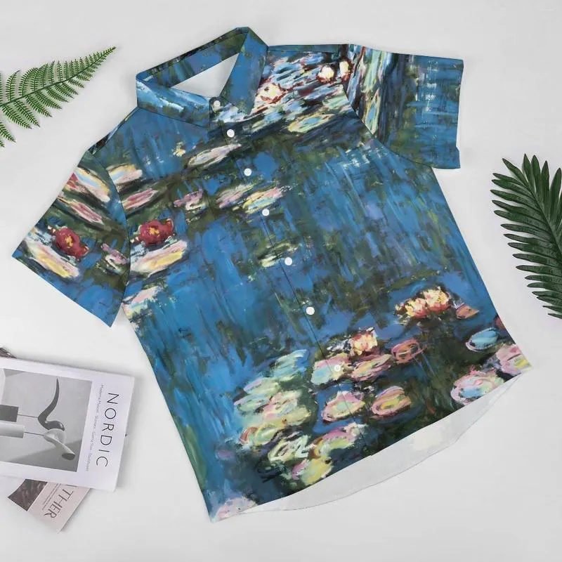 Claude Monet Mens Hawaiian Beach Floral Shirt Men Casual Fashion