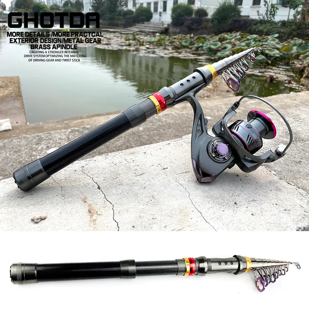 Carbon Fiber Spinning Ultralight Baitcasting Rod 1.8 3.6m Boat Fishing Reel  Combo With Telescopic Pole And Spinner Reels Kit Pesca 230525 From Pong06,  $21.46