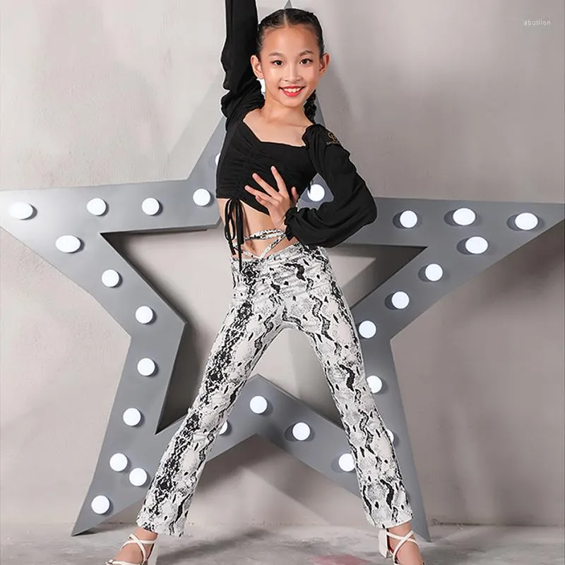 Scene Wear Latina Dance Pants for Girls Ballroom Practice Costume Tap Tango Salsa Outfits Designer Kläder JL1796