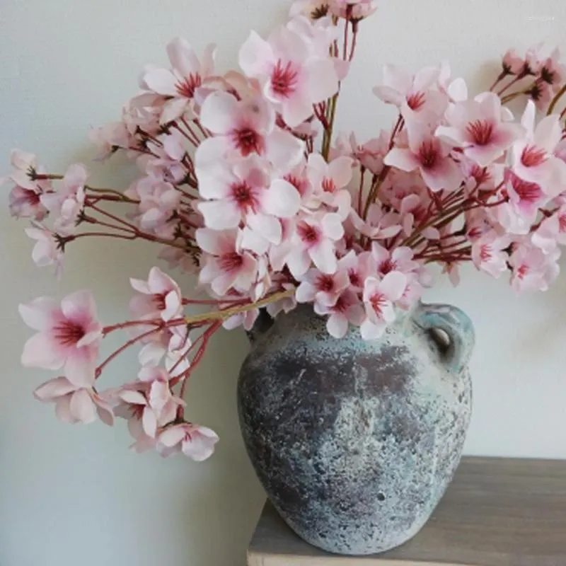 Decorative Flowers Artificial Cherry Blossom Flower Silk Sakura Fake Simulation Branch DIY Prop For Wedding Festival Party Home Decor