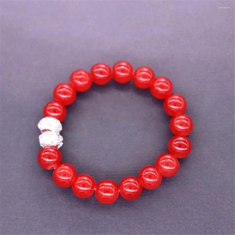 Bracelets porte-bonheur livraison directe mode élastique 10 Mm perles de verre rouge Bracelet Bracelets pour poignet cadeau bijoux personnaliser la conception