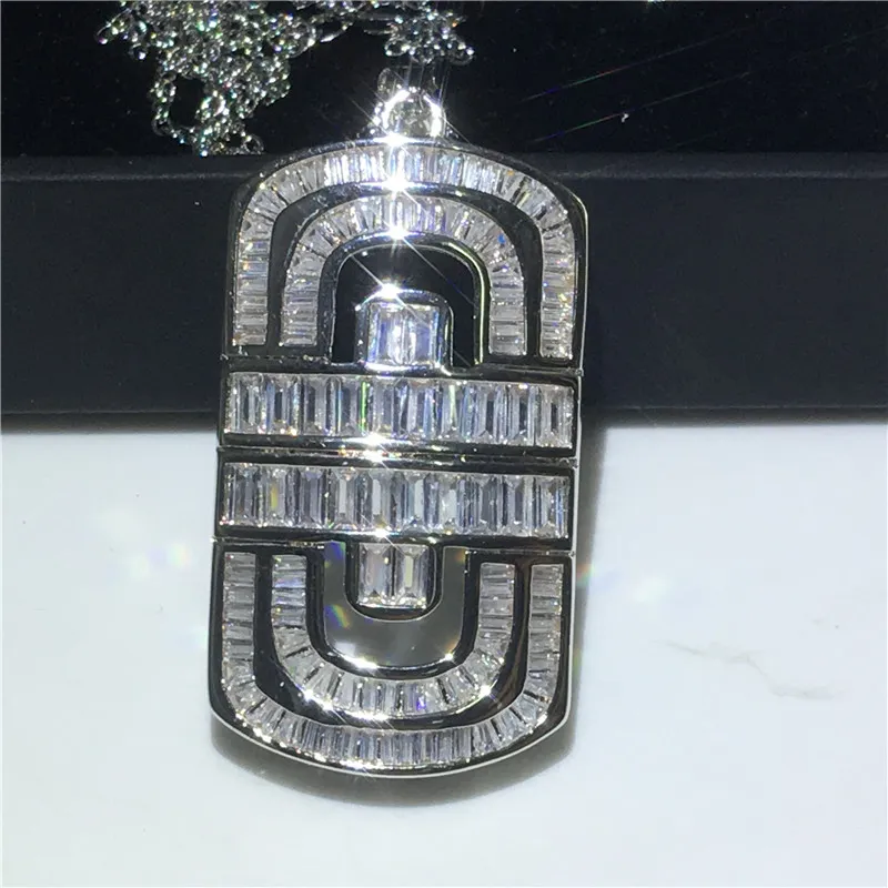 Vecalon Vintage Court pendentif en argent Sterling 925 5A Cz Pierre Chaîne Croix Pendentif collier pour Femmes Hommes Fête De Mariage Bijoux