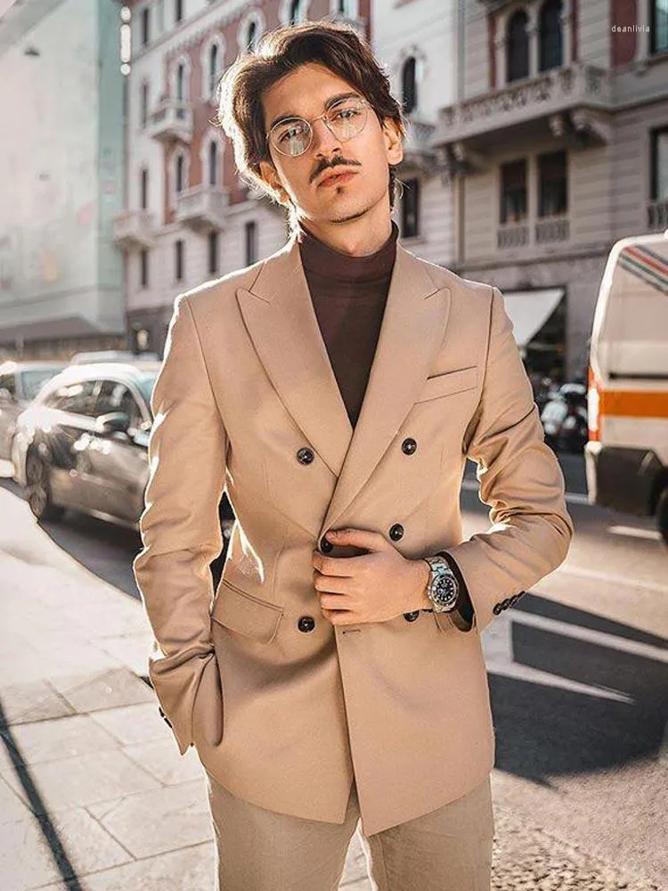 Khaki double breasted blazer best sale